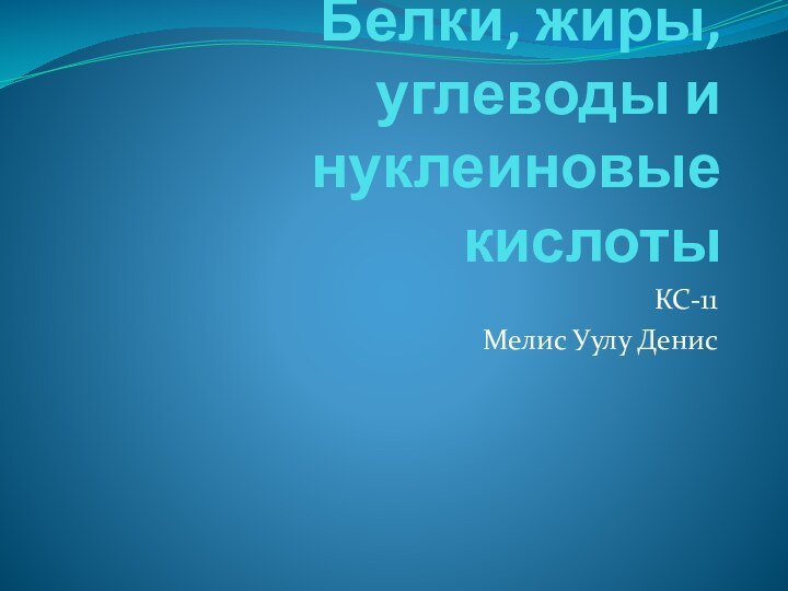 Белки, жиры, углеводы и нуклеиновые кислотыКС-11Мелис Уулу Денис