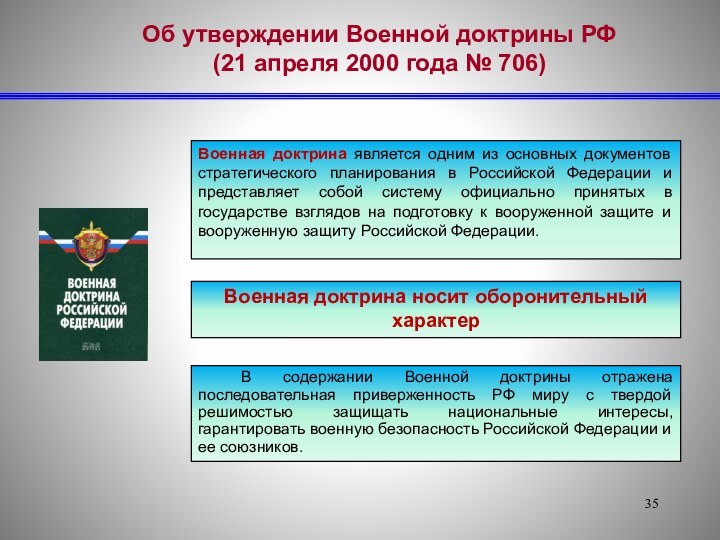Об утверждении Военной доктрины РФ (21 апреля 2000 года № 706)Военная доктрина