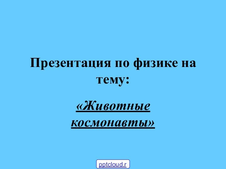 Презентация по физике на тему:«Животные космонавты»