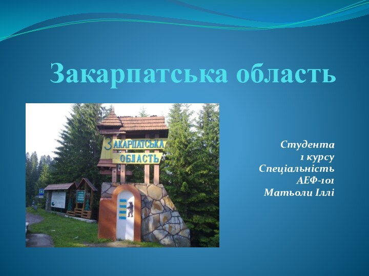 Закарпатська область Студента 1 курсуСпеціальністьАЕФ-101Матьоли Іллі