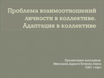 Проблема взаимоотношений личности в коллективе. Адаптация в коллективе