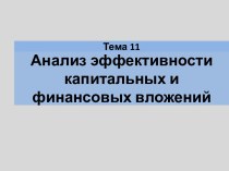 Анализ эффективности капитальных и финансовых вложений