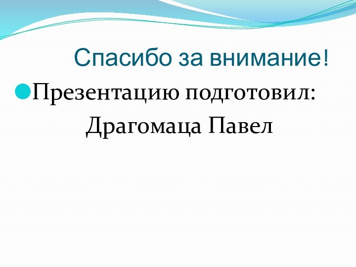 Спасибо за внимание!Презентацию подготовил:      Драгомаца Павел