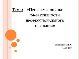 Проблемы оценки эффективности профессионального обучения