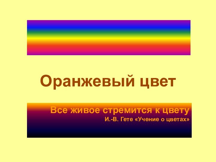 Все живое стремится к цвету И.-В. Гете «Учение о цветах» Оранжевый цвет