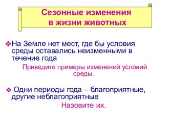 Сезонные изменения в жизни животных