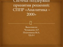 Система поддержки принятия решений: СППР Аналитика – 2000