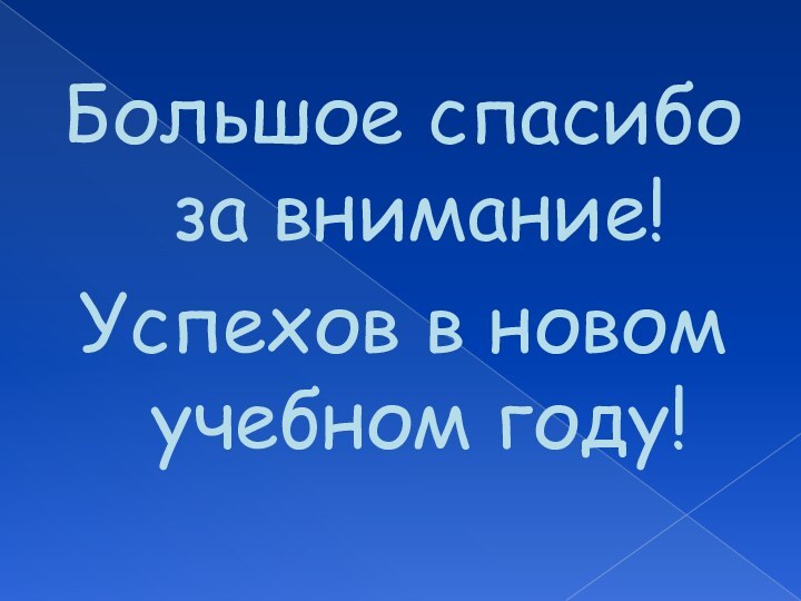 Большое спасибо за внимание!Успехов в новом учебном году!