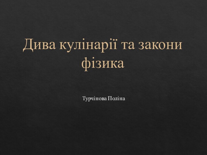 Дива кулінарії та закони фізика Турчінова Поліна