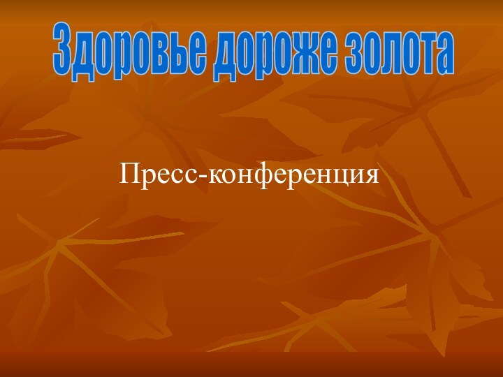 Пресс-конференцияЗдоровье дороже золота