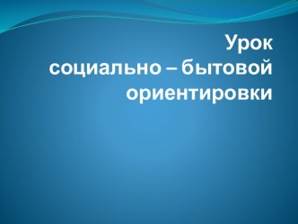 Урок социально-бытовой ориентировки