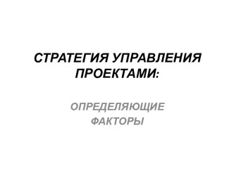 Стратегия управления проектами: