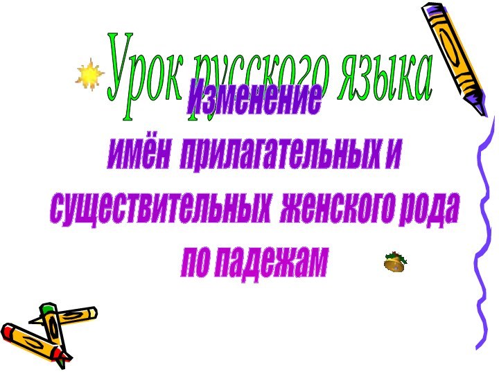 Урок русского языкаИзменение имён прилагательных и существительных женского рода по падежам