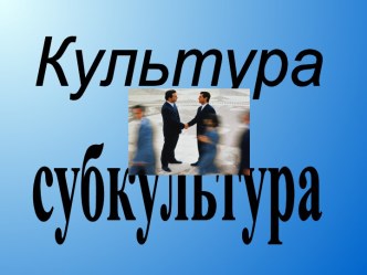 Культура субкультура