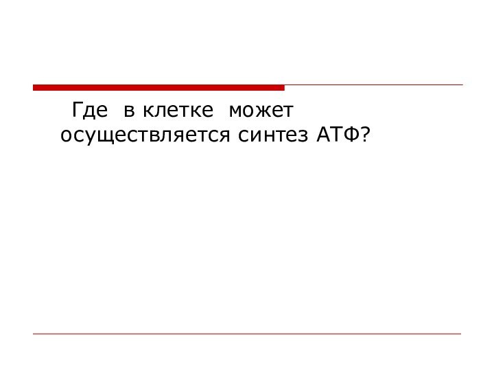 Где в клетке может осуществляется синтез АТФ?