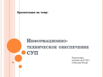 Информационно - техническое обеспечение СУП