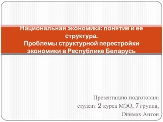 Национальная экономика: понятие и ее структура. Проблемы структурной перестройки экономики в Республике Беларусь