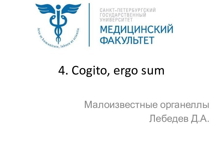 4. Cogito, ergo sumМалоизвестные органеллыЛебедев Д.А.