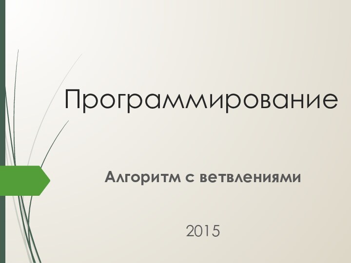 ПрограммированиеАлгоритм с ветвлениями2015