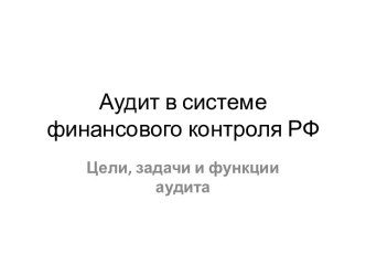 Аудит в системе финансового контроля РФ