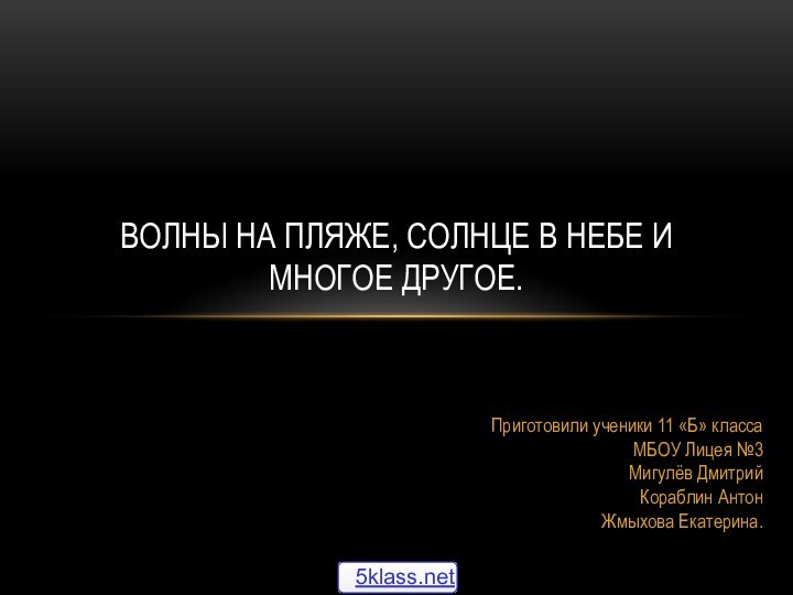 Приготовили ученики 11 «Б» класса МБОУ Лицея №3 Мигулёв Дмитрий Кораблин Антон