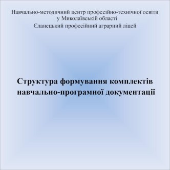 Структура формирования комплектов учебно-планирующей документации