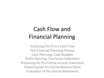 Cash flow andfinancial planning