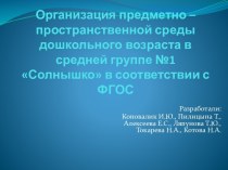 Организация предметно – пространственной среды дошкольного возраста в средней группе №1 Солнышко в соответствии с ФГОС