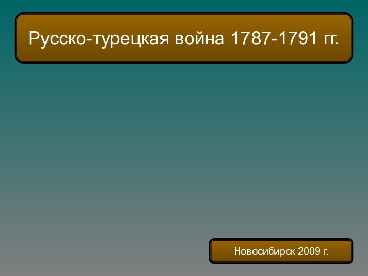 Русско-турецкая война 1787-1791 гг.Новосибирск 2009 г.