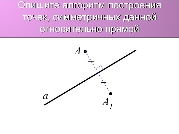 Опишите алгоритм построения точек, симметричных данной относительно прямойaAA1