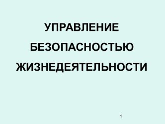 Управление безопасностью жизнедеятельности