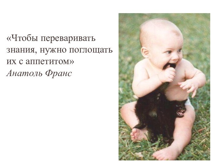 «Чтобы переваривать знания, нужно поглощать их с аппетитом»Анатоль Франс