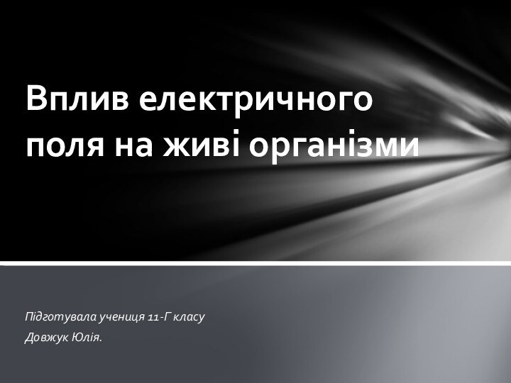 Підготувала учениця 11-Г класу Довжук Юлія.Вплив електричного поля на живі організми