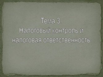 Налоговый контроль и налоговая ответственность