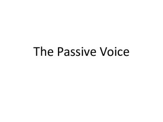 The passive voice