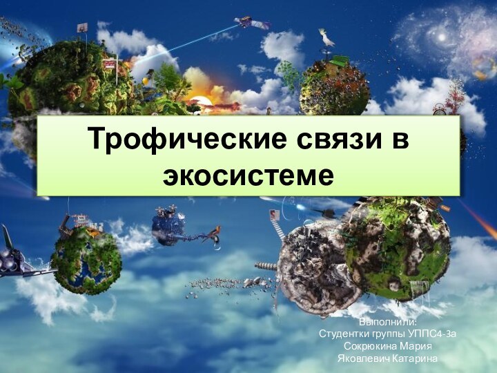 Трофические связи в экосистемеВыполнили:Студентки группы УППС4-3аСокрюкина Мария Яковлевич Катарина