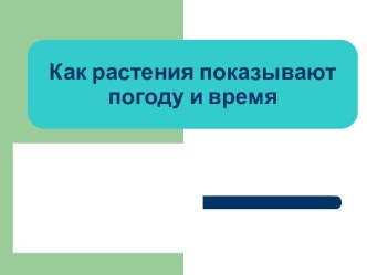 Как растения показывают погоду и время