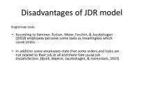 Disadvantages of jdr model