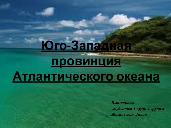 Юго-Западная провинция  Атлантического океанаВыполнила:студентка 4 курса 1 группыЖигальская Лилия