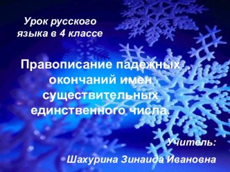 Правописание падежных окончаний имен существительных единственного числа