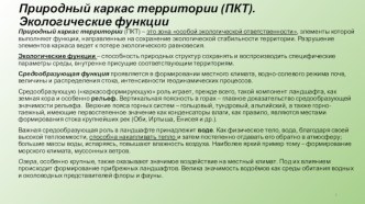 Природный каркас территории (ПКТ). Экологические функции