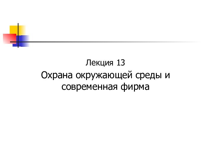 Лекция 13Охрана окружающей среды и современная фирма