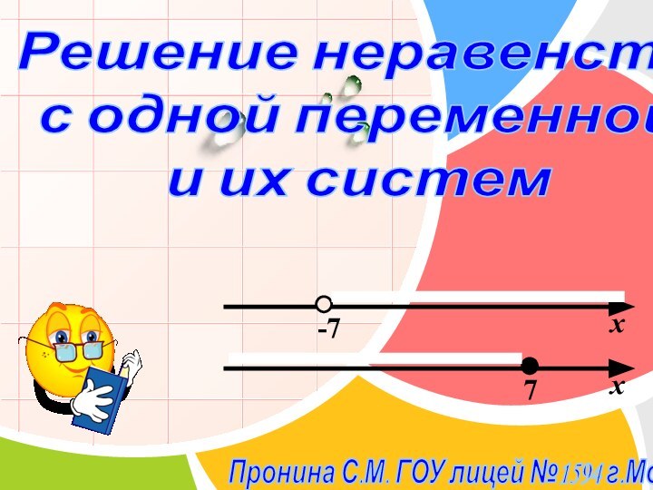 Решение неравенствс одной переменной и их системхх-77Пронина С.М. ГОУ лицей №1594 г.Москва