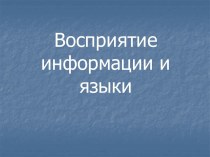 Восприятие информации и языки