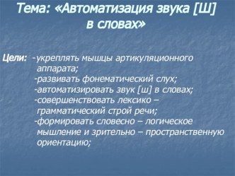 Автоматизация звука [Ш] в словах