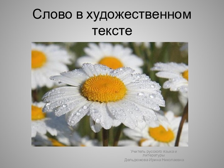 Слово в художественном текстеУчитель русского языка и литературы Дельдюжова Ирина Николаевна