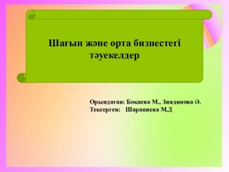 Шағын және орта бизнес түсінігі