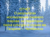 ОТЧЕТО результатах исследования снежного покрова  на территории парка культуры и отдыха им. Гагарина  г. Челябинска 