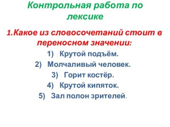 Контрольная работа по лексике