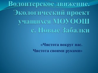 Чистота вокруг нас. Чистота своими руками